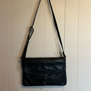 Black leather envelope style purse